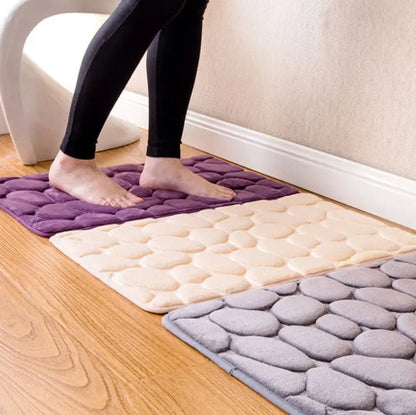 Stone Shape Memory Foam Bathroom Mat – Non-Slip Bath Rug for Kitchen or Room, Soft & Durable Omezmart