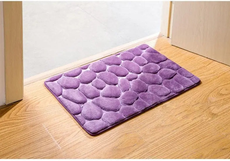 Stone Shape Memory Foam Bathroom Mat – Non-Slip Bath Rug for Kitchen or Room, Soft & Durable Omezmart