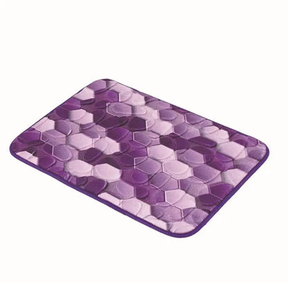 Stone Shape Memory Foam Bathroom Mat – Non-Slip Bath Rug for Kitchen or Room, Soft & Durable Omezmart