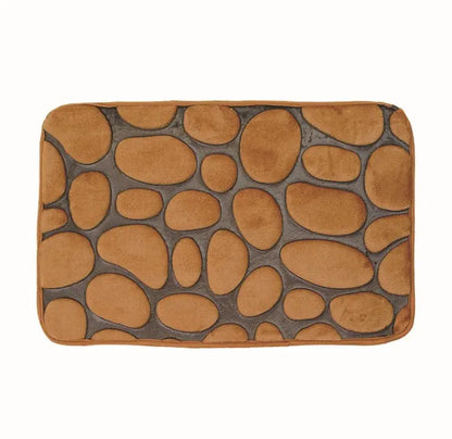 Stone Shape Memory Foam Bathroom Mat – Non-Slip Bath Rug for Kitchen or Room, Soft & Durable Omezmart