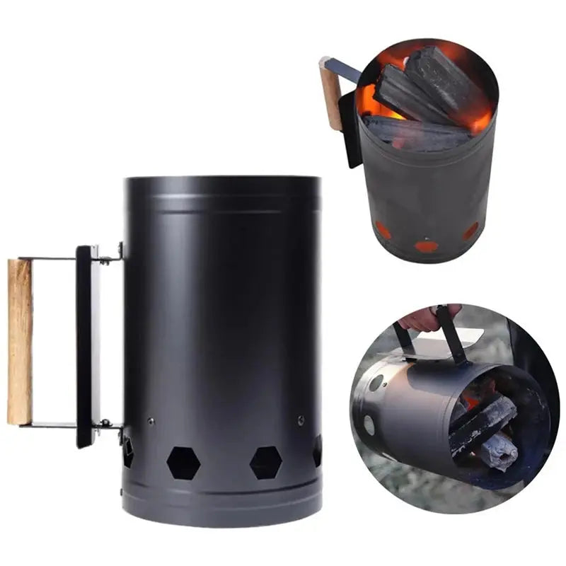 BBQ Charcoal Chimney Starter - Outdoor Carbon Ignition Barrel for Grilling OMEZMART