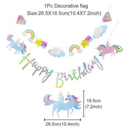Rainbow Unicorn Disposable Tableware Birthday Party Decorations OMEZMART