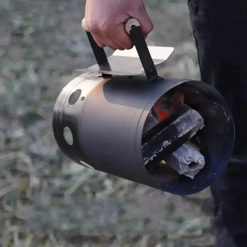 BBQ Charcoal Chimney Starter - Outdoor Carbon Ignition Barrel for Grilling OMEZMART
