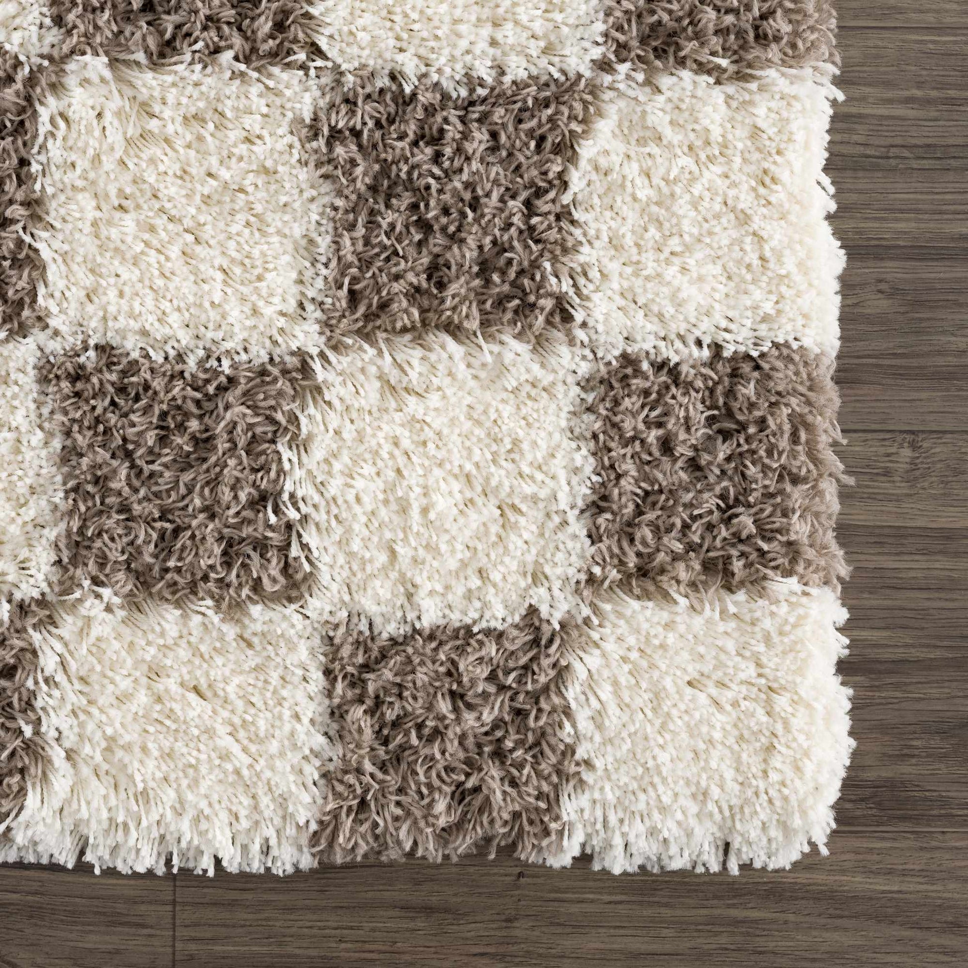 Atira Brown Checkered Area Rug Hauteloom LLC