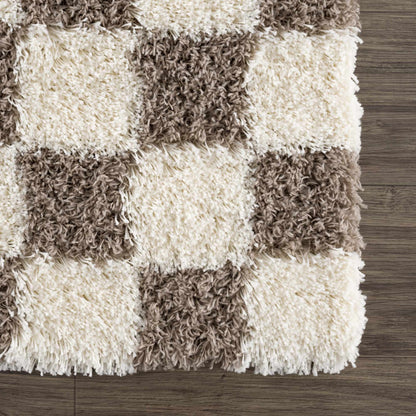Atira Brown Checkered Area Rug Hauteloom LLC
