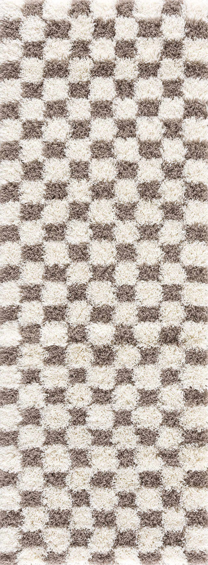Atira Brown Checkered Area Rug Hauteloom LLC