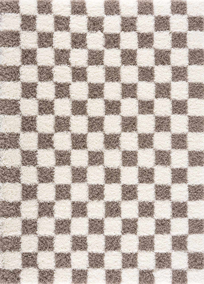 Atira Brown Checkered Area Rug Hauteloom LLC