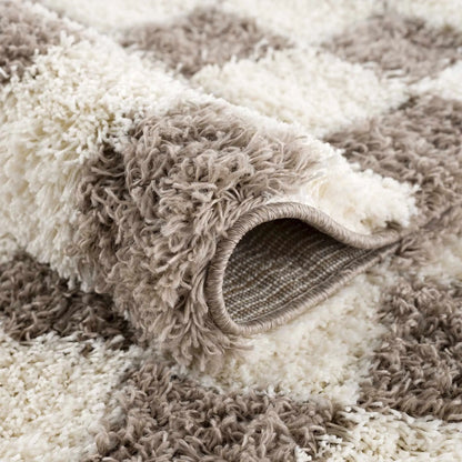 Atira Brown Checkered Area Rug Hauteloom LLC