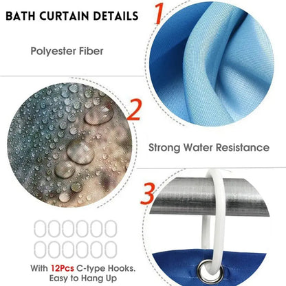 Shower Curtain Set with 12 Hooks & Bathroom Decor Rug Set – Complete Bathroom Décor for Style & Functionality OMEZMART