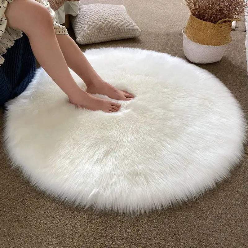 Round Fur Rugs for Bedroom & Living Room - Soft, Plush Floor Decor OMEZMART