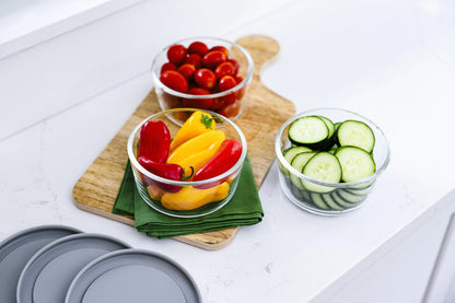 Glass Food Storage Containers - 6 Piece 2 Cup Set (3 Containers + 3 Lids) Dura Living LLC