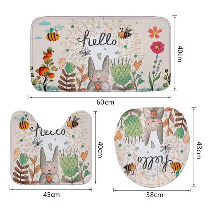 Rabbit Flannel Absorbent Non-Slip Bathroom Mat Set – Soft, Quick-Dry & Durable OMEZMART