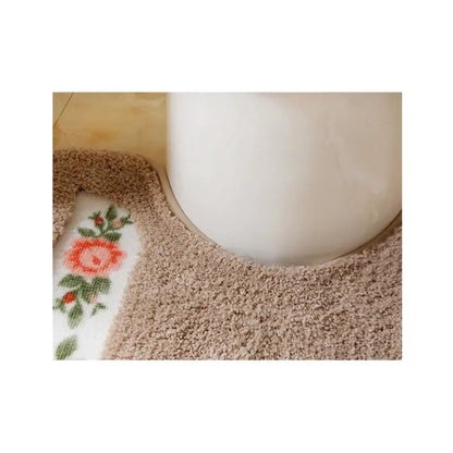 Pastoral Style Toilet Rug with Flower Pattern – Bathroom Mat Set for Cozy Elegance OMEZMART