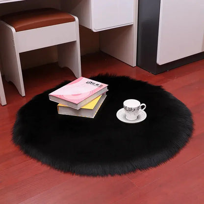 Round Fur Rugs for Bedroom & Living Room - Soft, Plush Floor Decor OMEZMART
