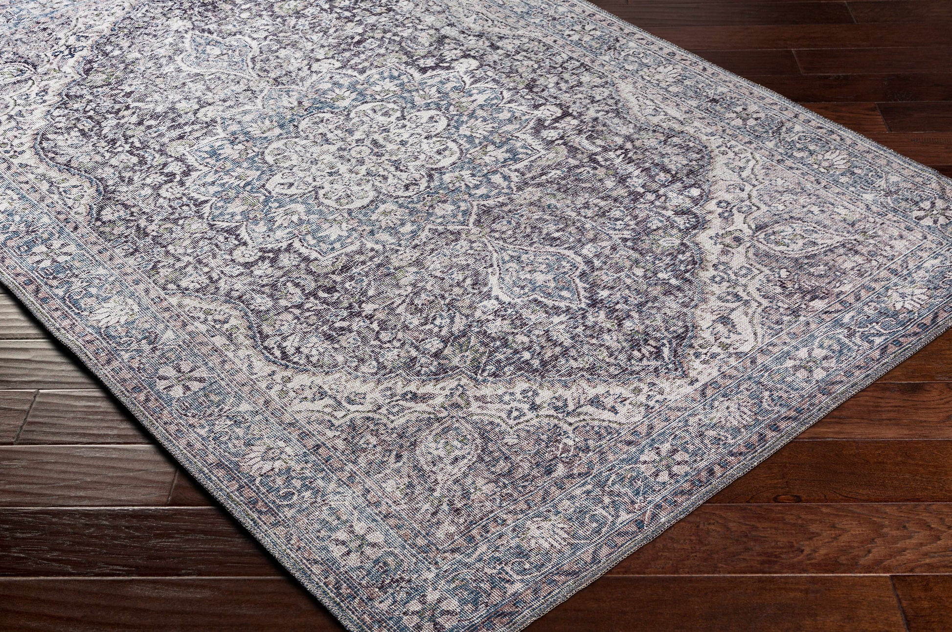 Tavas Blue Medallion Washable Rug Hauteloom LLC