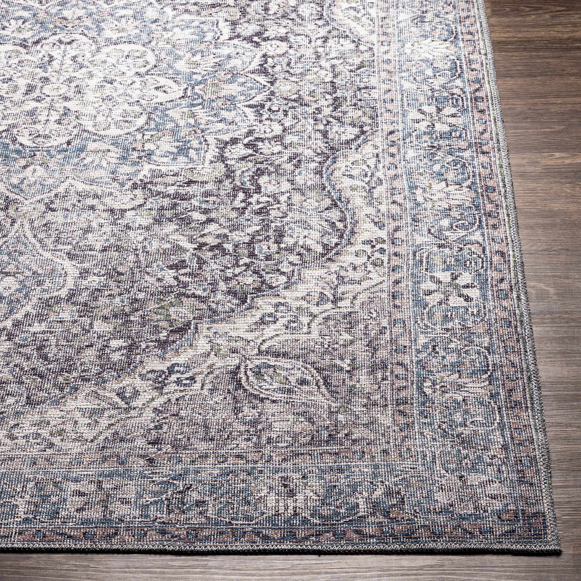 Tavas Blue Medallion Washable Rug Hauteloom LLC