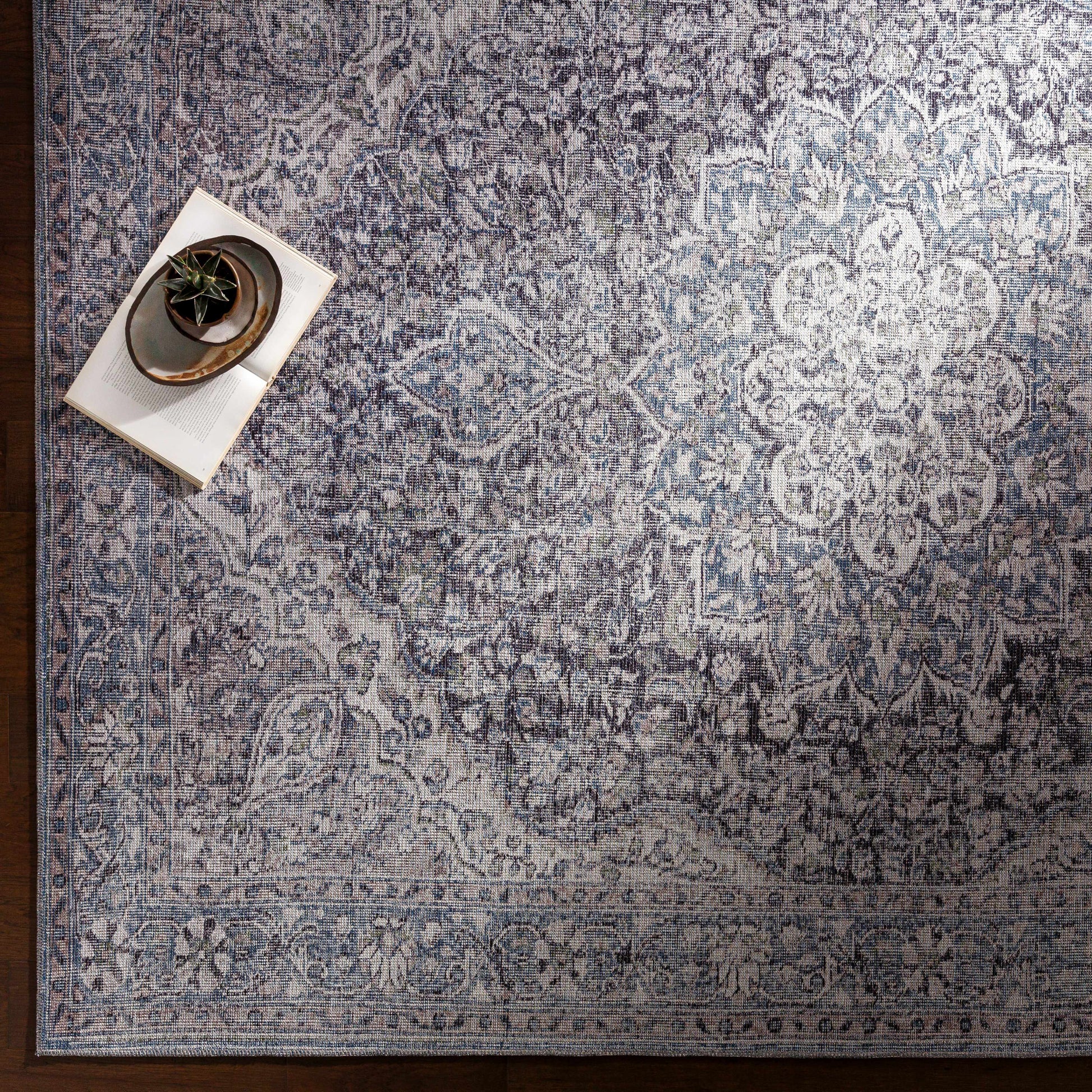 Tavas Blue Medallion Washable Rug Hauteloom LLC