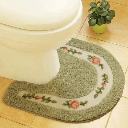 Pastoral Style Toilet Rug with Flower Pattern – Bathroom Mat Set for Cozy Elegance OMEZMART