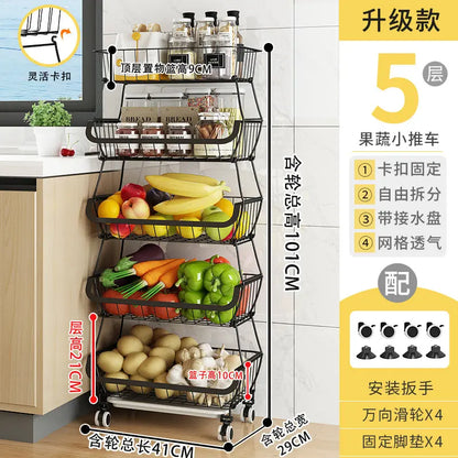 Multi-Layer Steel Wire Kitchen Fruit Basket – Durable Shelf Storage for Fruits & Vegetables OMEZMART