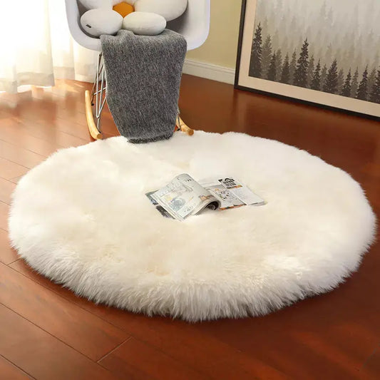 Round Fur Rugs for Bedroom & Living Room - Soft, Plush Floor Decor OMEZMART