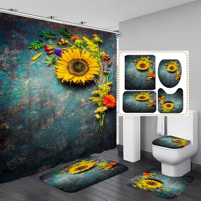 Shower Curtain Set with 12 Hooks & Bathroom Decor Rug Set – Complete Bathroom Décor for Style & Functionality OMEZMART