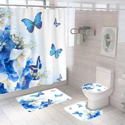 Shower Curtain Set with 12 Hooks & Bathroom Decor Rug Set – Complete Bathroom Décor for Style & Functionality OMEZMART
