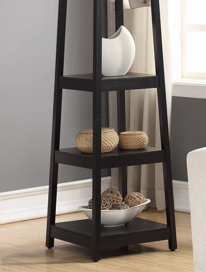 Vassen Coat Rack W/ 3-Tier Storage Shelves in Black Finish Hard Rock Health