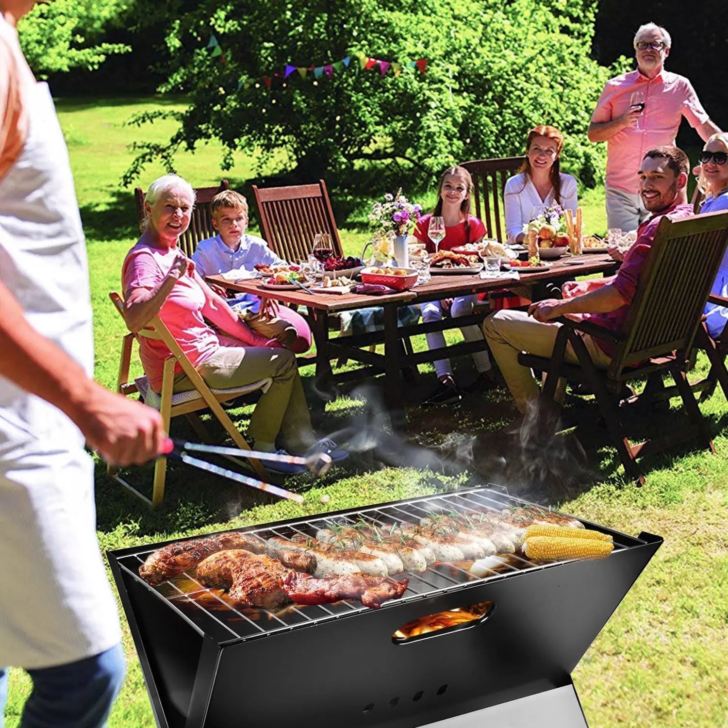 Portable BBQ Barbecue Grill Foldable Charcoal Camping Garden Outdoor Travel Hard Rock Health