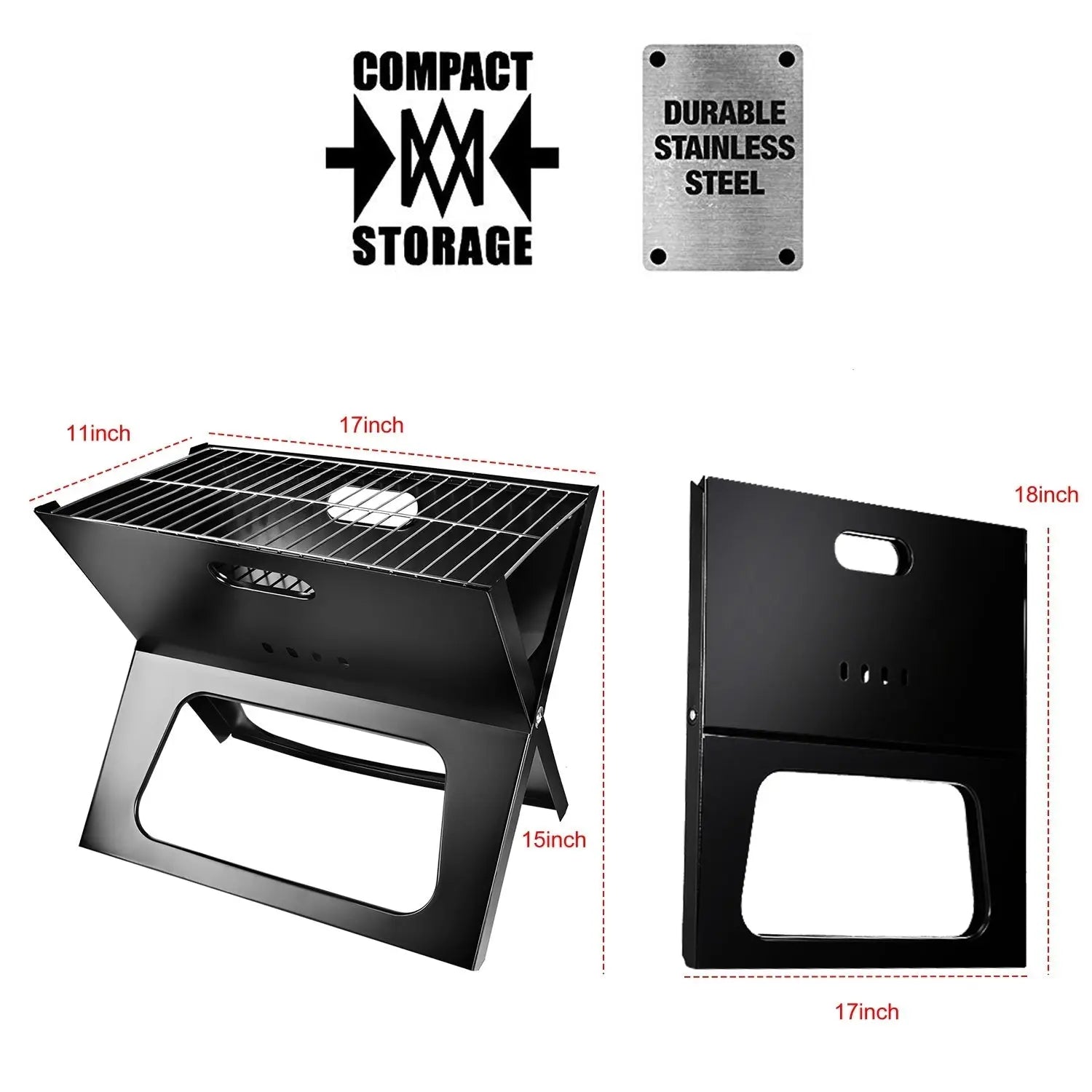 Portable BBQ Barbecue Grill Foldable Charcoal Camping Garden Outdoor Travel Hard Rock Health