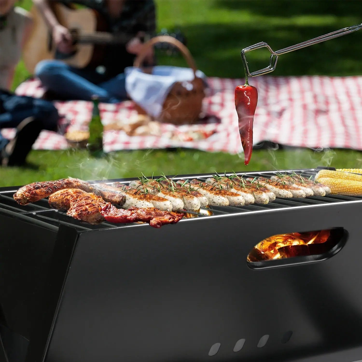 Portable BBQ Barbecue Grill Foldable Charcoal Camping Garden Outdoor Travel Hard Rock Health