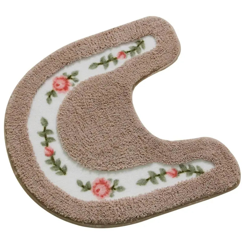 Pastoral Style Toilet Rug with Flower Pattern – Bathroom Mat Set for Cozy Elegance OMEZMART