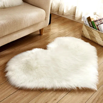 Heart Shape Fluffy Washable Faux Fur Rug for Kids Bedroom & Home Decor OMEZMART