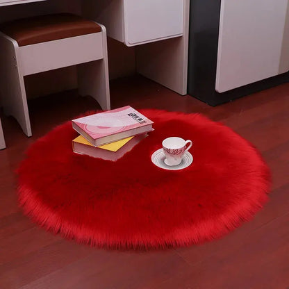 Round Fur Rugs for Bedroom & Living Room - Soft, Plush Floor Decor OMEZMART