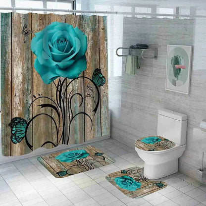 Shower Curtain Set with 12 Hooks & Bathroom Decor Rug Set – Complete Bathroom Décor for Style & Functionality OMEZMART